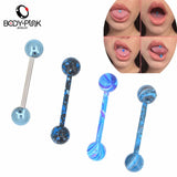 4pcs Body Jewelry Tongue & Lip Piercing Rings Set