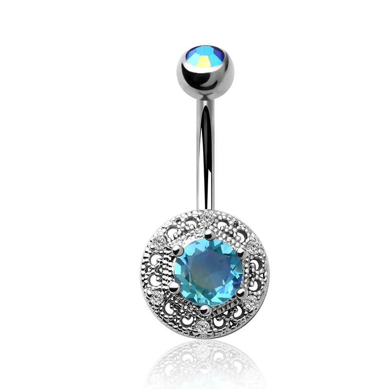 Stainless Steel Crystal Water Drop Belly Button Ring