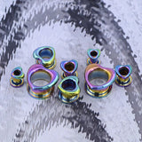 Rainbow Heart Plugs Ear Stretchers Stainless Steel 2 pcs Set