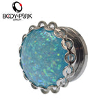 Stainless Steel Opal Ear Plugs Tunnel Piercing Body Jewelry