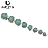 Stainless Steel Opal Ear Plugs Tunnel Piercing Body Jewelry