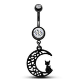 Rainbow Moon Star CZ Navel Piercing 14G Belly Button Ring