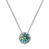 925 Silver 1ct Green Moissanite VVS1 Pendant Necklace Gift