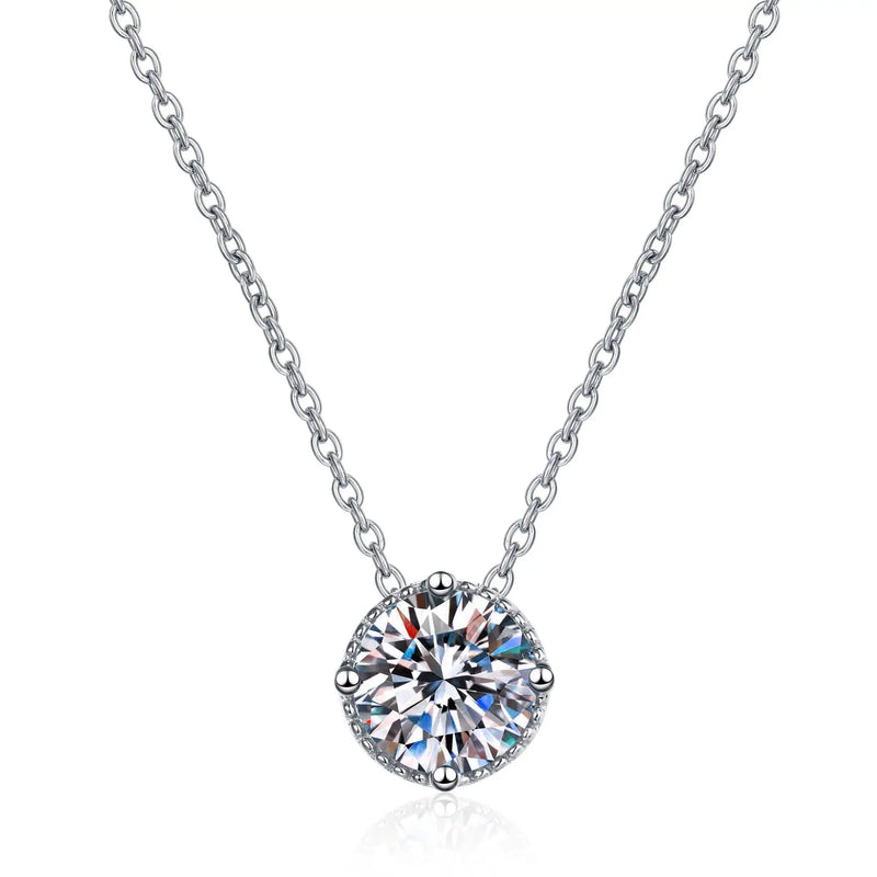 925 Silver 1ct Green Moissanite VVS1 Pendant Necklace Gift