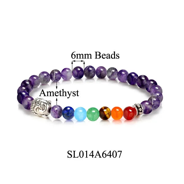Buddha Head Charm 7 Chakra Bangles & Bracelets for Women or Men