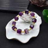 Square fluorite Stone Beads Bangles & Bracelets Jewelry Buddha Bead Bracelet