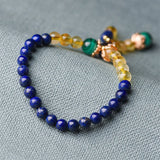 Natural Yellow Stone Beads Elastic Bracelet for Women