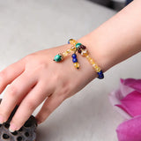 Natural Yellow Stone Beads Elastic Bracelet for Women