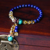 Natural Yellow Stone Beads Elastic Bracelet for Women