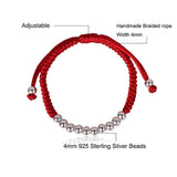 Ethnic Rope Bracelet with Sterling Silver Beads for Women