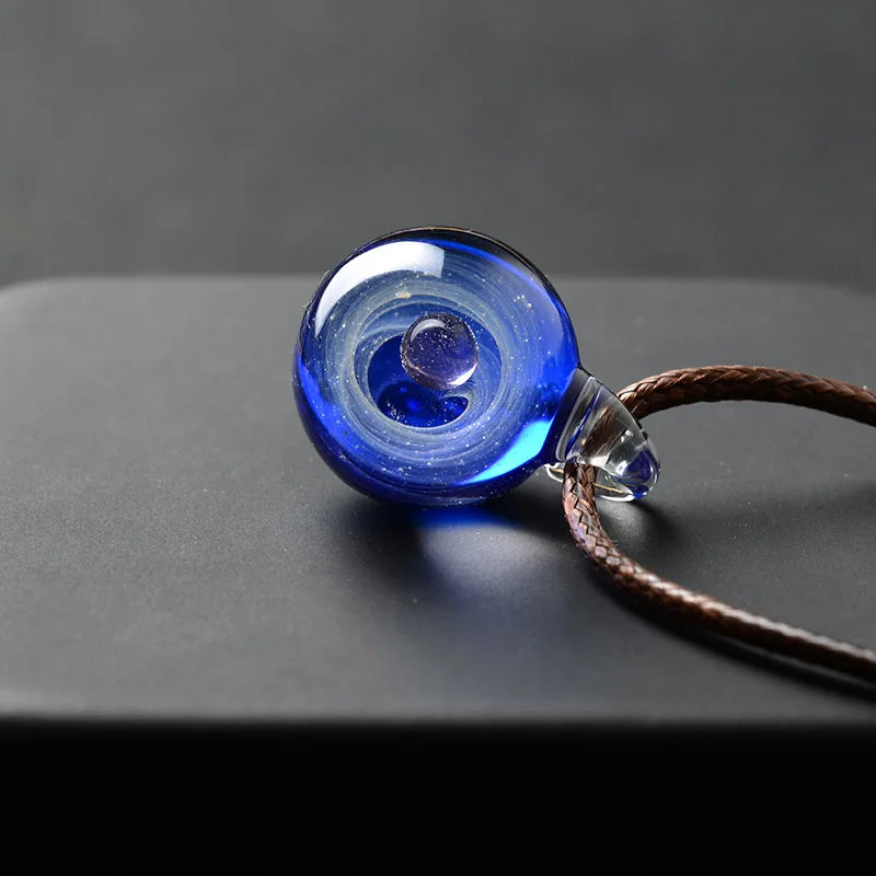 Galaxy Glass Bead Planets Pendant Necklace Solar System Necklace for Women