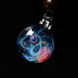 Galaxy Glass Bead Planets Pendant Necklace Solar System Necklace for Women
