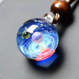 Galaxy Glass Bead Planets Pendant Necklace Solar System Necklace for Women