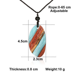 Wood & Resin Necklace Vintage Retro Statement Necklace for Women Men