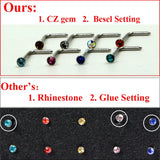 40pcs 2mm CZ Nose Bone Studs Surgical Steel