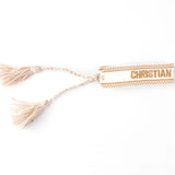 BOHO Cotton Embroidery Bracelet Letters Tassels Wrap Bracelet