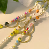 BOHO Rainbow Smile Pearl Beads Chain Choker Evil Eye Butterfly Charm
