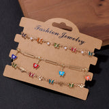 BOHO Y2K Chain Necklace 3pcs/set Evil Eye Butterfly Heart Charm Bracelet
