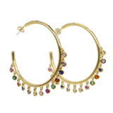 BOHO 45mm Hoop Earrings Colorful CZ Setting Gorgeous Jewelry