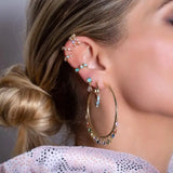 BOHO 45mm Hoop Earrings Colorful CZ Setting Gorgeous Jewelry