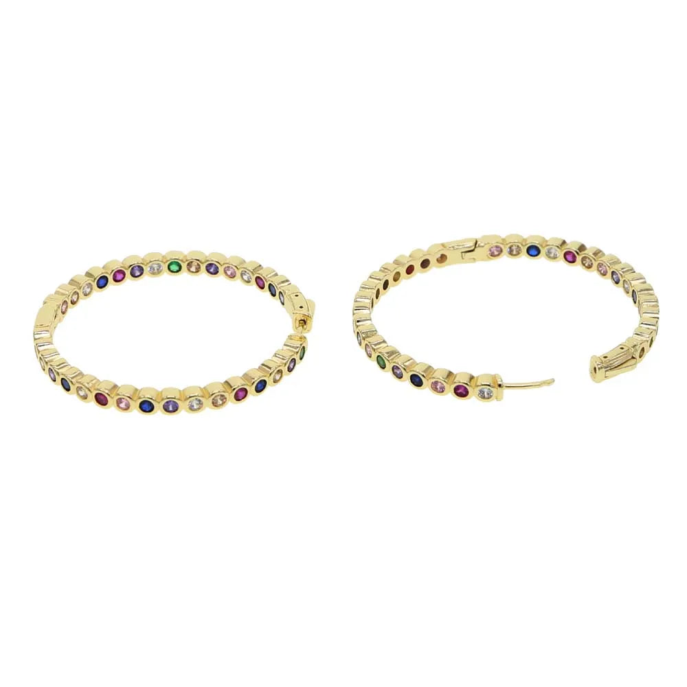 BOHO Big Hoop Earring Colorful Cubic Zirconia European Women