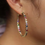 BOHO Big Hoop Earring Colorful Cubic Zirconia European Women