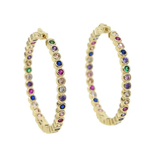 BOHO Big Hoop Earring Colorful Cubic Zirconia European Women