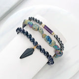 BOJIU 3 Pcs/Set Grey Crystal Bracelets Arrow Bracelet Sets For Women BCSET76