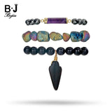 BOJIU 3 Pcs/Set Grey Crystal Bracelets Arrow Bracelet Sets For Women BCSET76