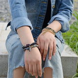 BOJIU 3 Pcs/Set Grey Crystal Bracelets Arrow Bracelet Sets For Women BCSET76