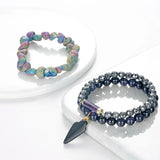 BOJIU 3 Pcs/Set Grey Crystal Bracelets Arrow Bracelet Sets For Women BCSET76