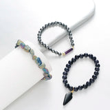 BOJIU 3 Pcs/Set Grey Crystal Bracelets Arrow Bracelet Sets For Women BCSET76