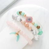 BOJIU Charm Romantic Bracelets Crystal Stone Bracelet Set BCSET70