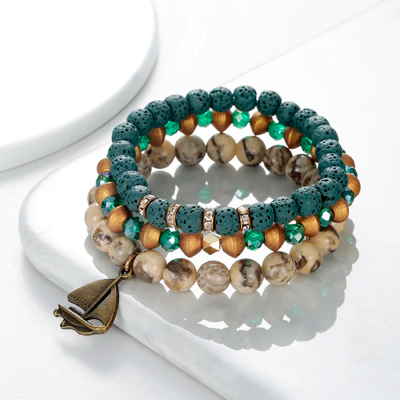 BOJIU Crystal Natural Stone Bracelet Set For Women BCSET86