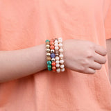 BOJIU 4 Pcs Natural Turquoise Orange Stone Bracelets BCSET264