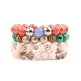 BOJIU 4 Pcs Natural Turquoise Orange Stone Bracelets BCSET264