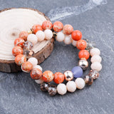 BOJIU 4 Pcs Natural Turquoise Orange Stone Bracelets BCSET264