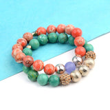 BOJIU 4 Pcs Natural Turquoise Orange Stone Bracelets BCSET264