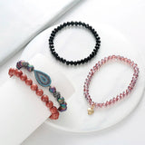 BOJIU 4 Pcs/Set Purple Crystal Hematite Beads Charm Bracelet BCSET83