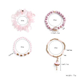BOJIU 4 Pcs Dancing Girl Charm Bracelets Pink Quartz Cat Eye Crystal Beads