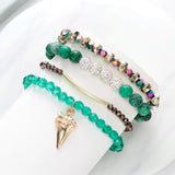 BOJIU 4-Piece Brown Green Crystal Bracelet Set for Women