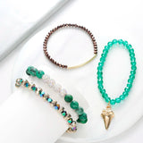 BOJIU 4-Piece Brown Green Crystal Bracelet Set for Women