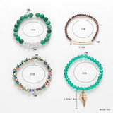 BOJIU 4-Piece Brown Green Crystal Bracelet Set for Women