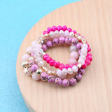 BOJIU 4 Pcs Natural Stone Crystal Bracelets Elastic Beads BCSET254