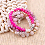 BOJIU 4 Pcs Natural Stone Crystal Bracelets Elastic Beads BCSET254