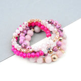 BOJIU 4 Pcs Natural Stone Crystal Bracelets Elastic Beads BCSET254