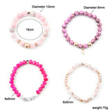BOJIU 4 Pcs Natural Stone Crystal Bracelets Elastic Beads BCSET254