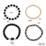 BOJIU Natural Stone Bracelets Set Elastic Oval Druzy Agates Hematite Beads