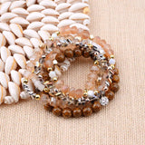 Elastic Crystal Beads Multilayer Bracelets Set