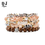 Elastic Crystal Beads Multilayer Bracelets Set